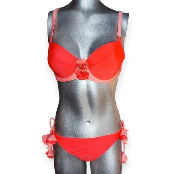 La Vie En Rose Aqua Bikini Swim Set Medium/Large - Picture 2 of 9
